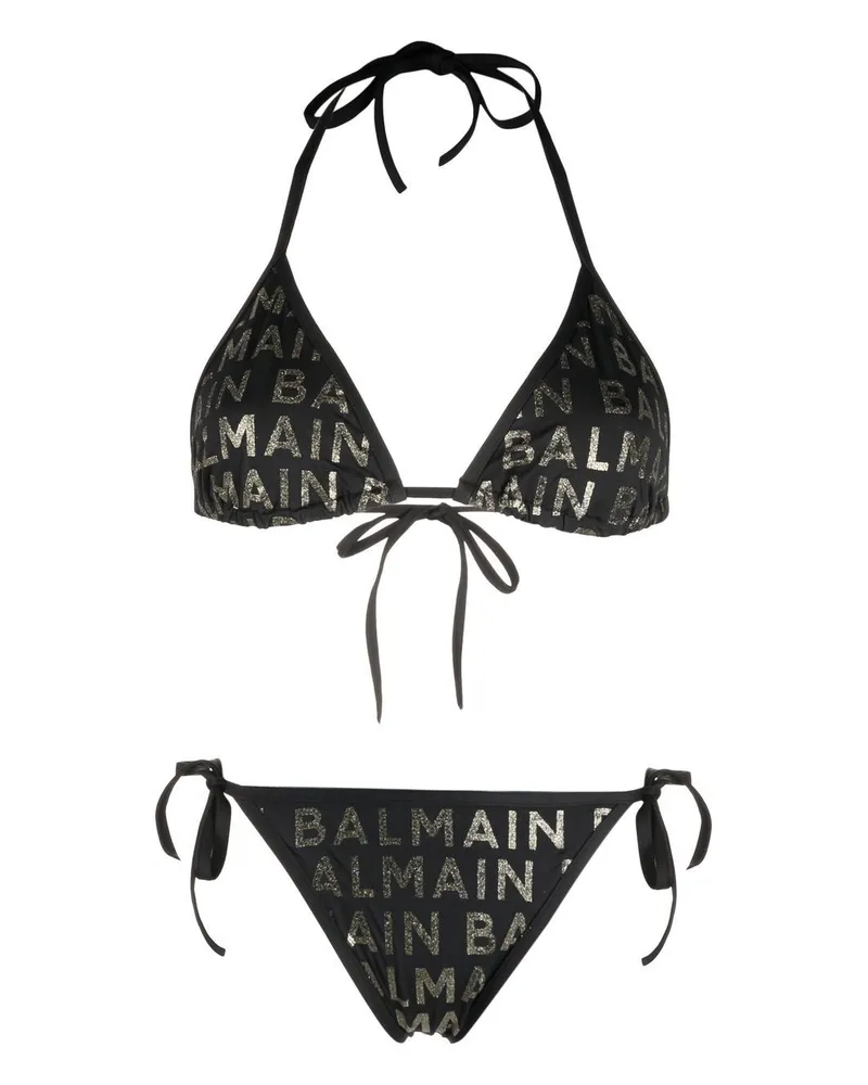 Balmain Bikini mit Logo-Print - Schwarz Schwarz