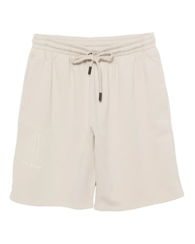 OFF-WHITE logo-print drawstring shorts - Nude Nude