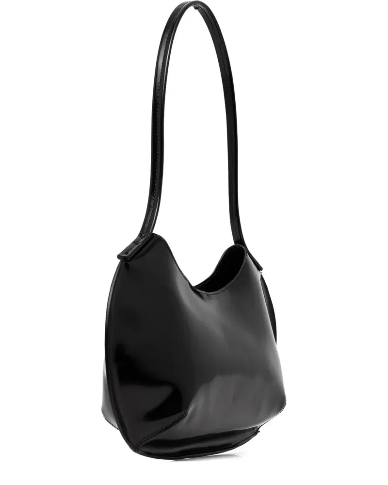 by FAR Mittelgroße Horner Schultertasche aus Leder - Schwarz Schwarz