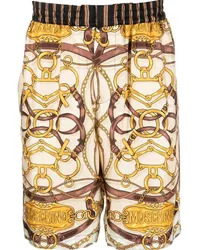 Moschino Seidenshorts mit Teddy-Print Nude