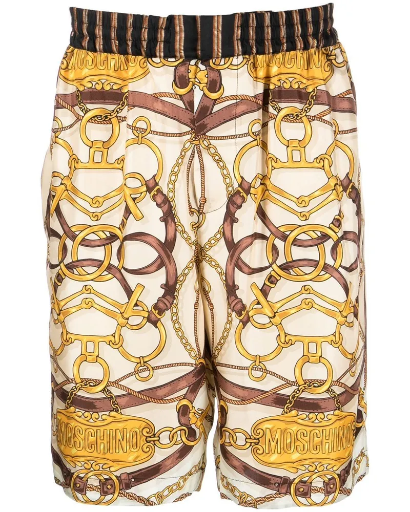 Moschino Seidenshorts mit Teddy-Print - Nude Nude