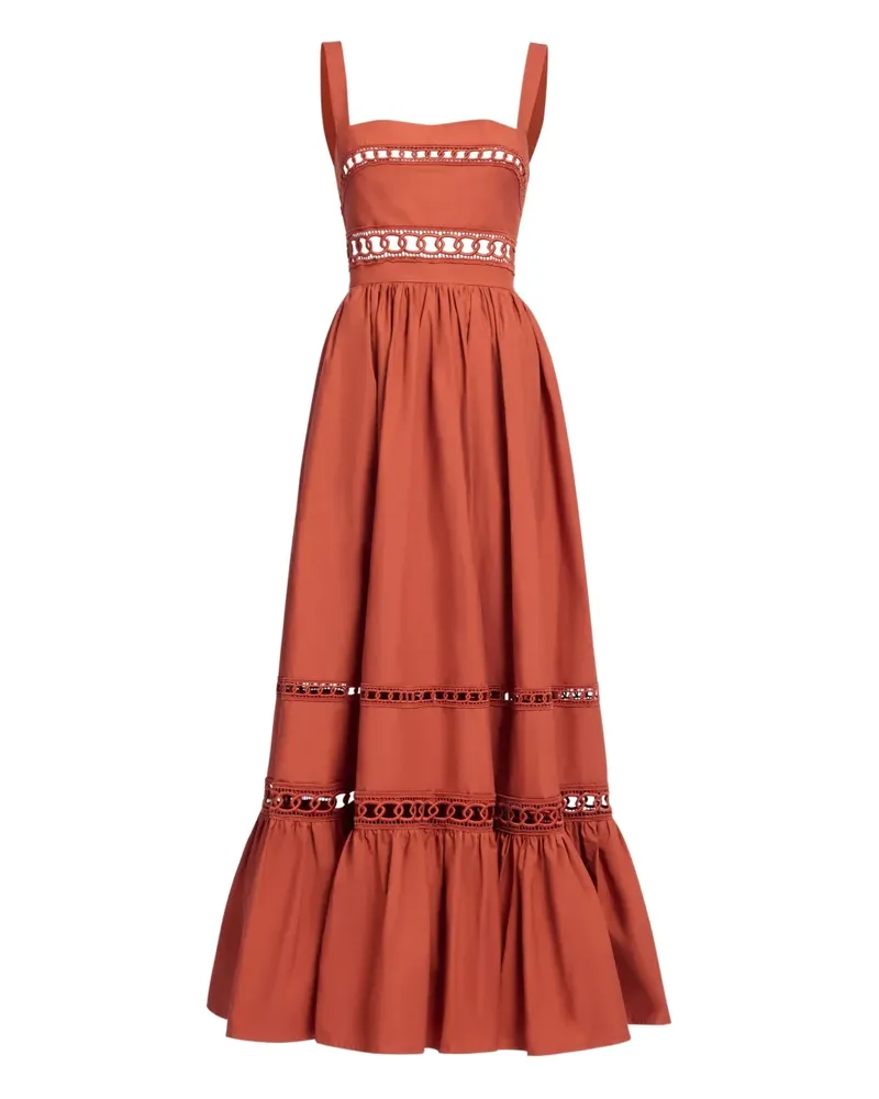 Elie Saab Midikleid mit Bortendetail - Orange Orange