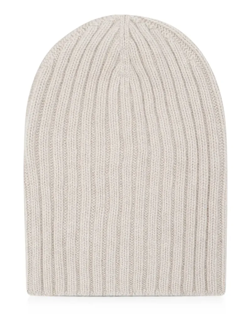ARAGONA ribbed-knit cashmere beanie hat - Nude Nude