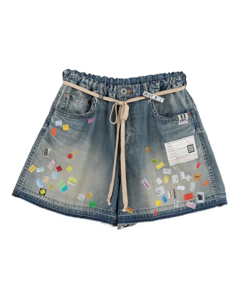 MIHARAYASUHIRO Jeans-Shorts mit Print und Preisschild - Blau Blau