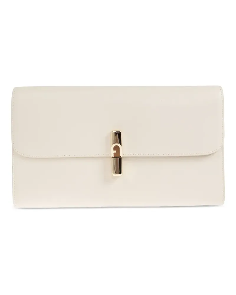 Furla Iride logo-clasp leather clutch bag - Weiß Weiß