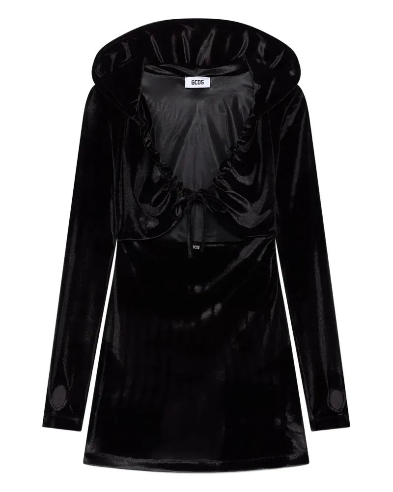 GCDS Kapuzenkleid mit Rüschen - Schwarz Schwarz