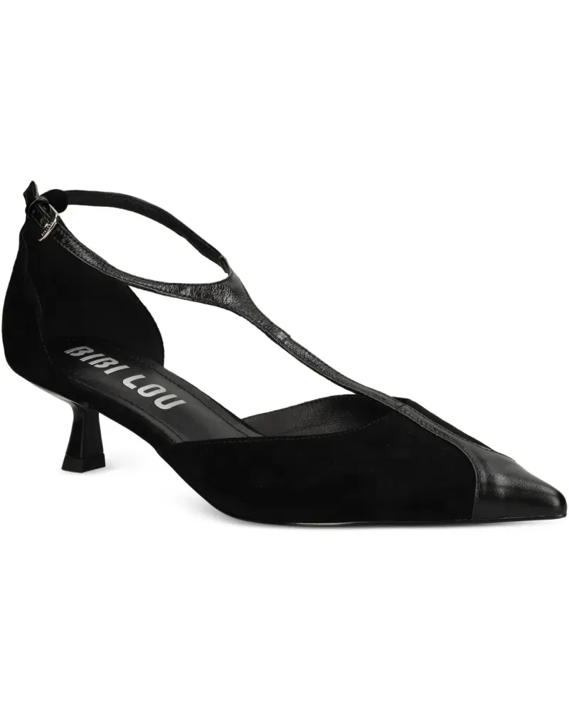 Bibi Lou Spitze Canna Pumps mit T-Riemen 40mm - Schwarz Schwarz