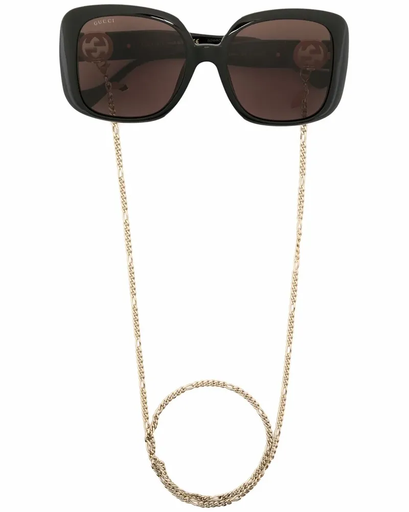 Gucci Sonnenbrille mit Zierkette - Schwarz Schwarz