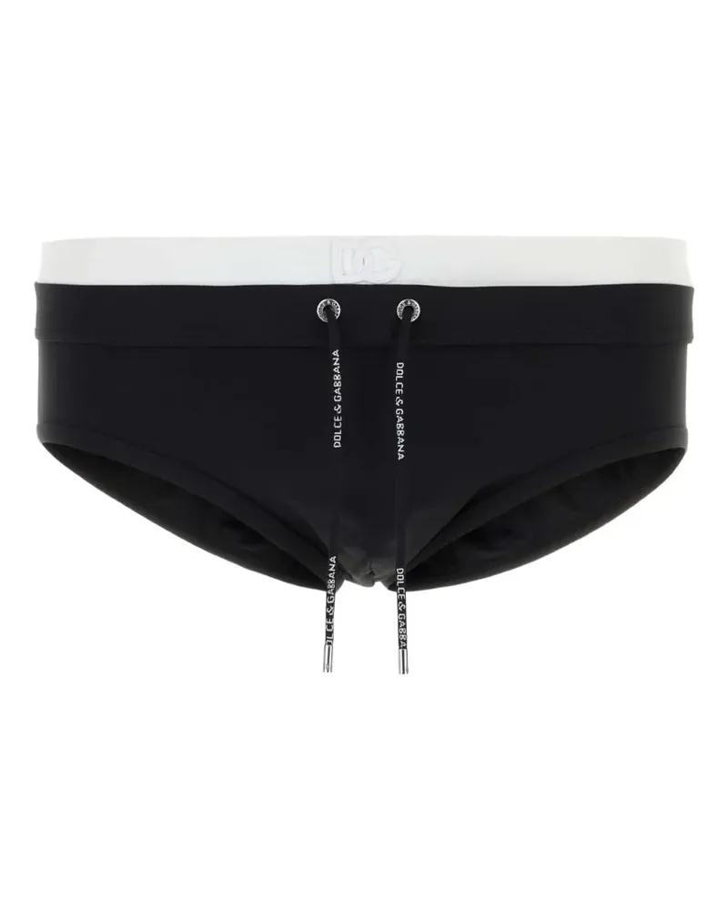 Dolce & Gabbana Badehose mit Logo-Patch und Kordelzug - Schwarz Schwarz