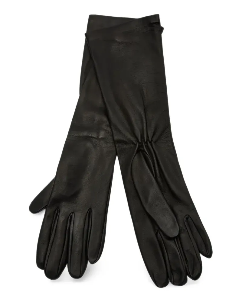 Totême gathered leather gloves - Schwarz Schwarz