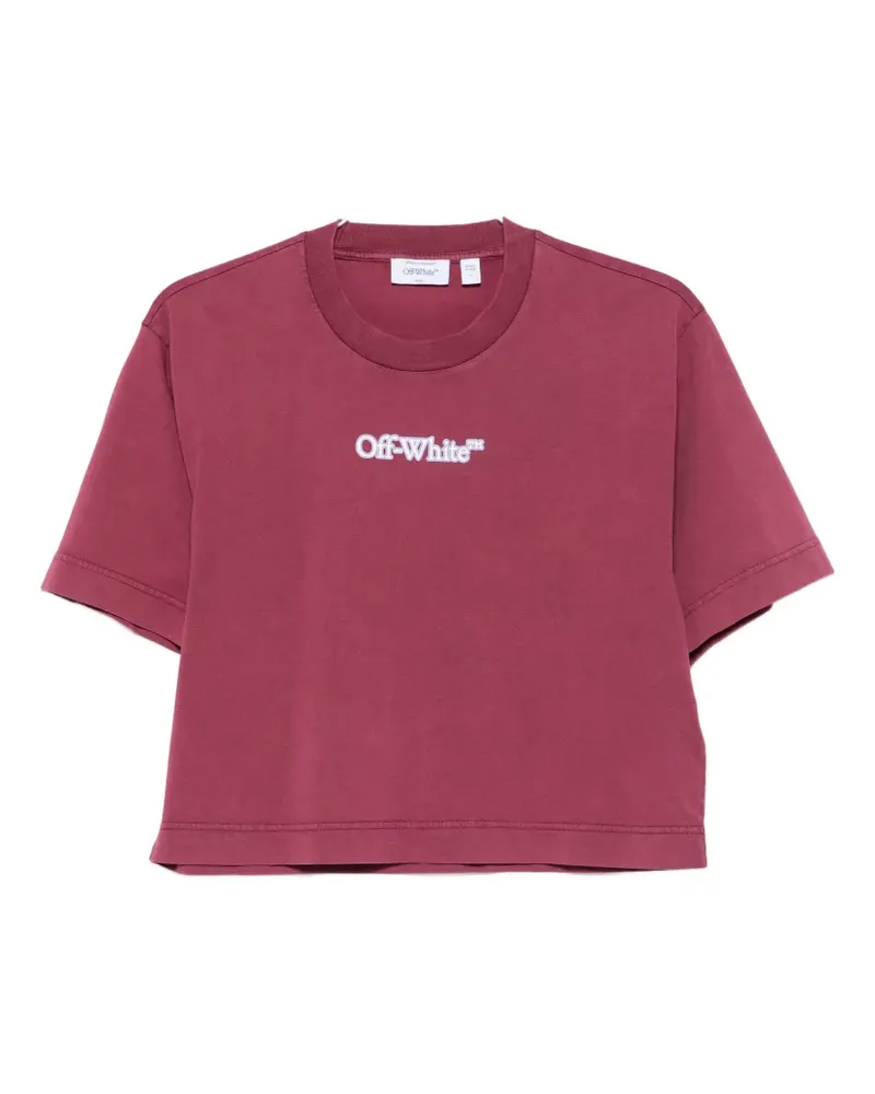 OFF-WHITE logo-print cropped T-shirt - Violett Violett