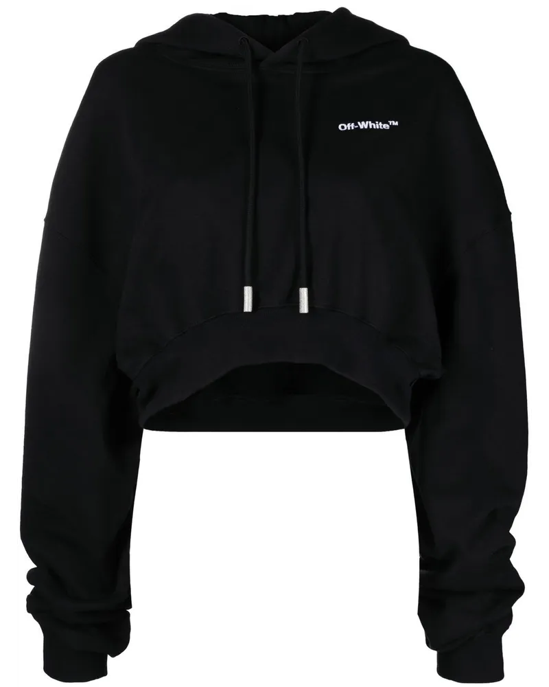 OFF-WHITE Cropped-Hoodie mit Kordelzug - Schwarz Schwarz
