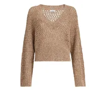 Pullover mit V-Ausschnitt - Nude