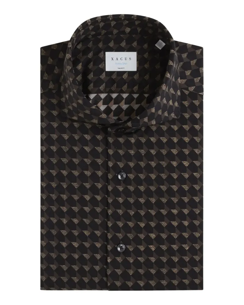 XACUS Hemd mit geometrischem Print - Braun Braun