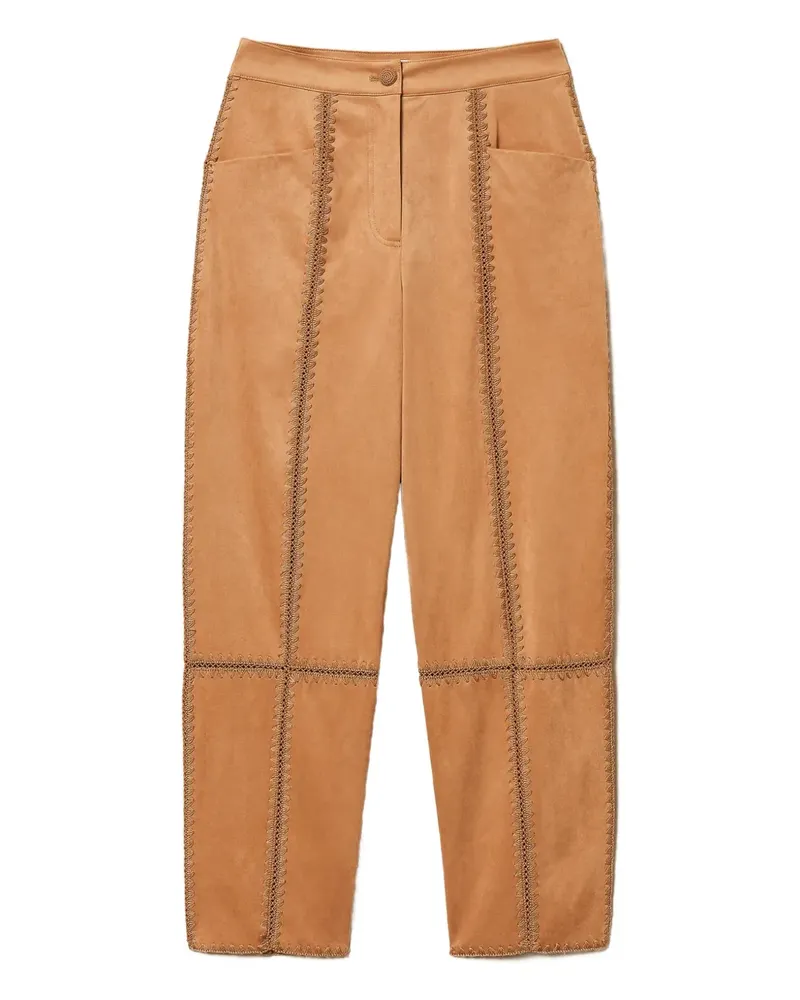 Twin-Set embroidery-detail trousers - Braun Braun