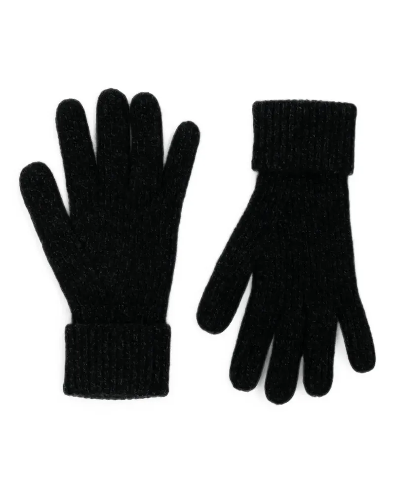 N.Peal Handschuhe aus geripptem Strick - Schwarz Schwarz
