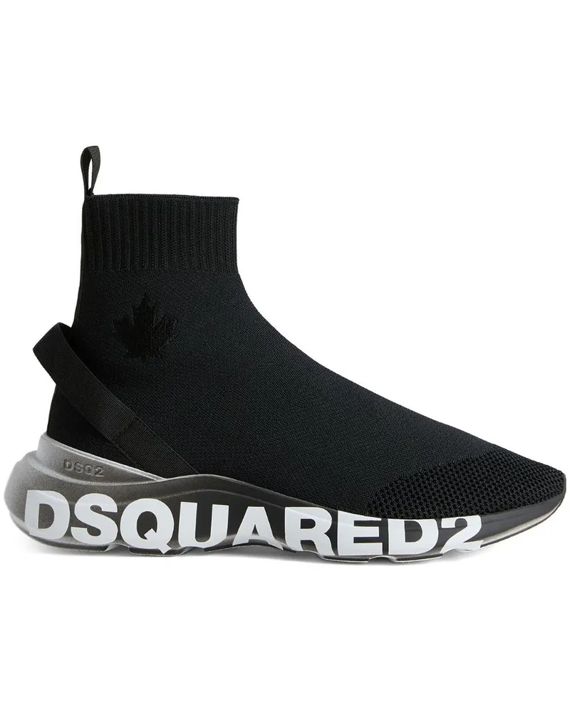 Dsquared2 Sock-Sneakers mit Logo-Print Schwarz