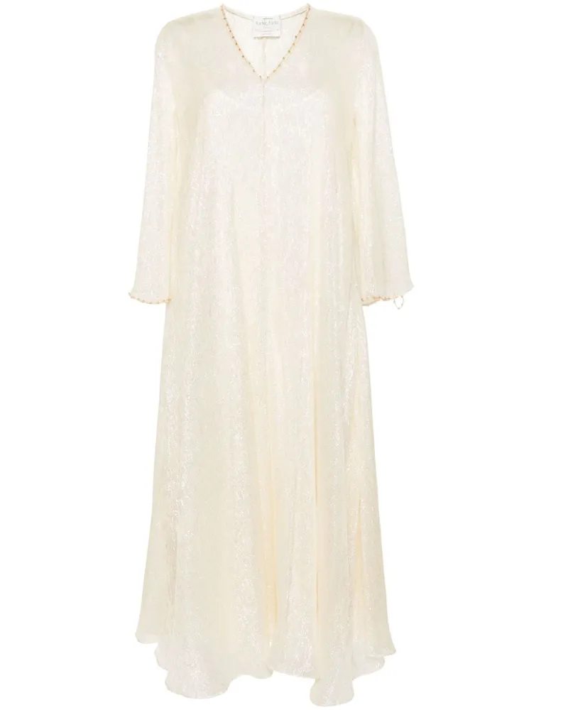 forte_forte Kaftan-Maxikleid aus Lurex - Nude Nude