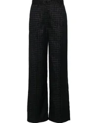 forte_forte Karierte Wide-Leg-Hose Schwarz