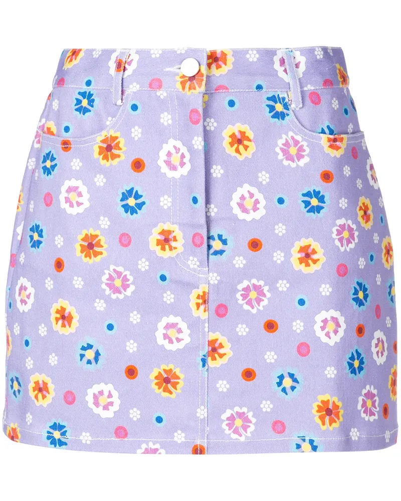 LHD Rock mit Blumen-Print - Violett Violett