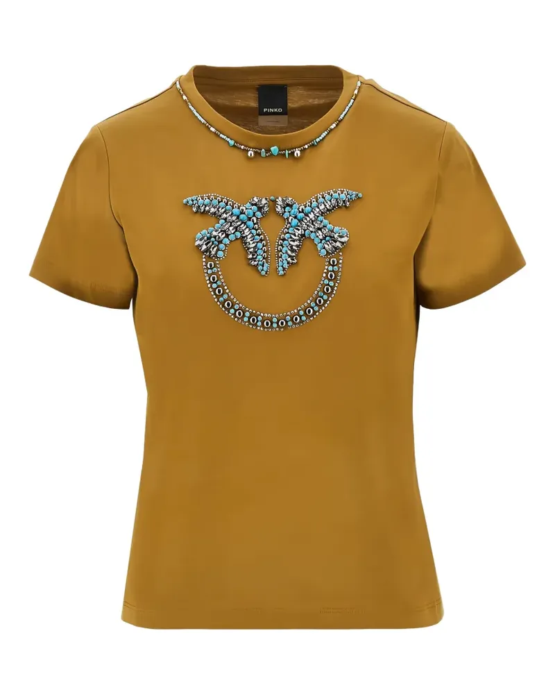 Pinko Love Birds bead-embellished T-shirt - Braun Braun