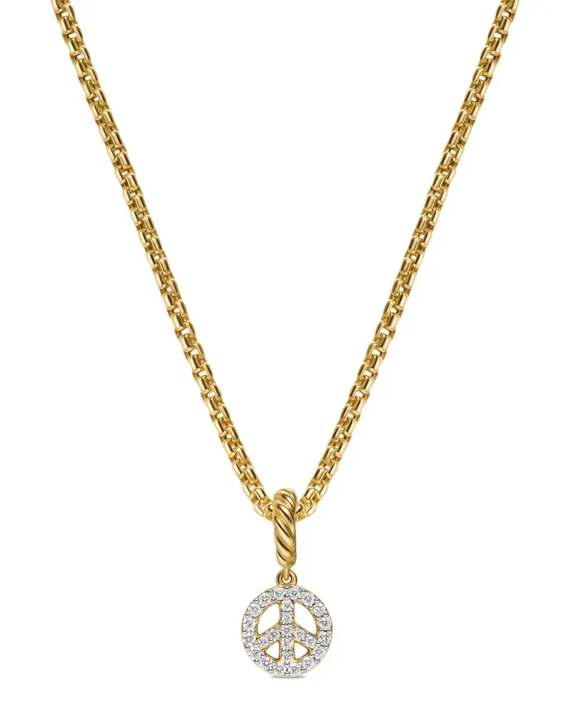 David Yurman 18kt Micro Pavé© Peace Sign Goldhalskette mit Diamanten Gold