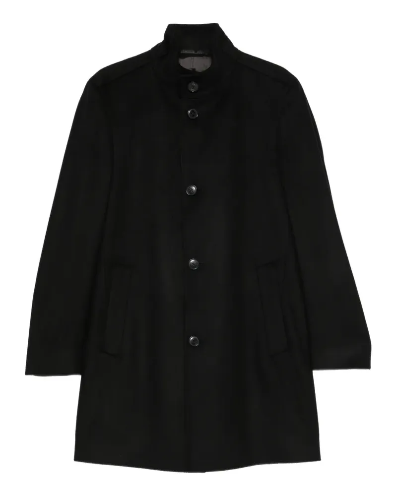 HUGO BOSS high-neck button-up coat - Schwarz Schwarz
