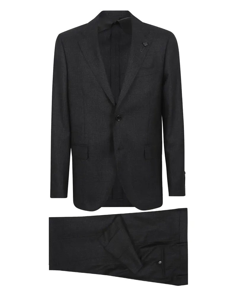LARDINI Anzug mit Blumennadel - Schwarz Schwarz