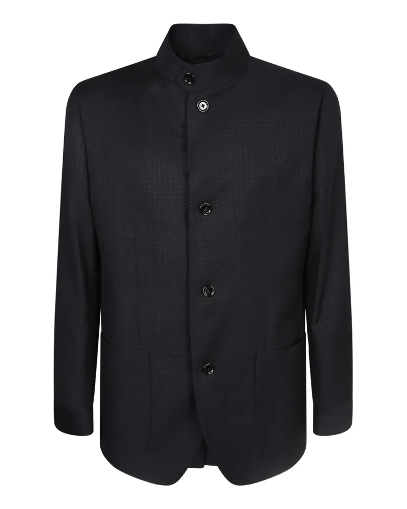 LARDINI Karierte Jacke mit Mandarinkragen - Blau Blau