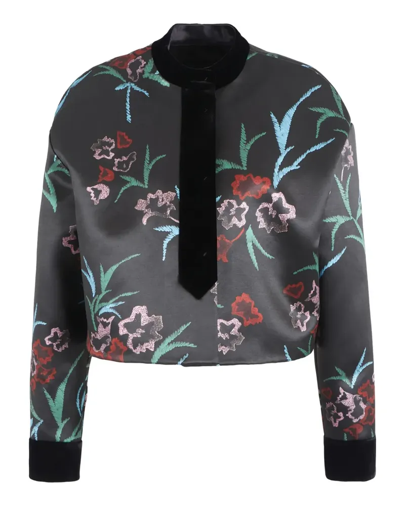 Giorgio Armani Cropped-Jacke mit Blumen-Print - Schwarz Schwarz