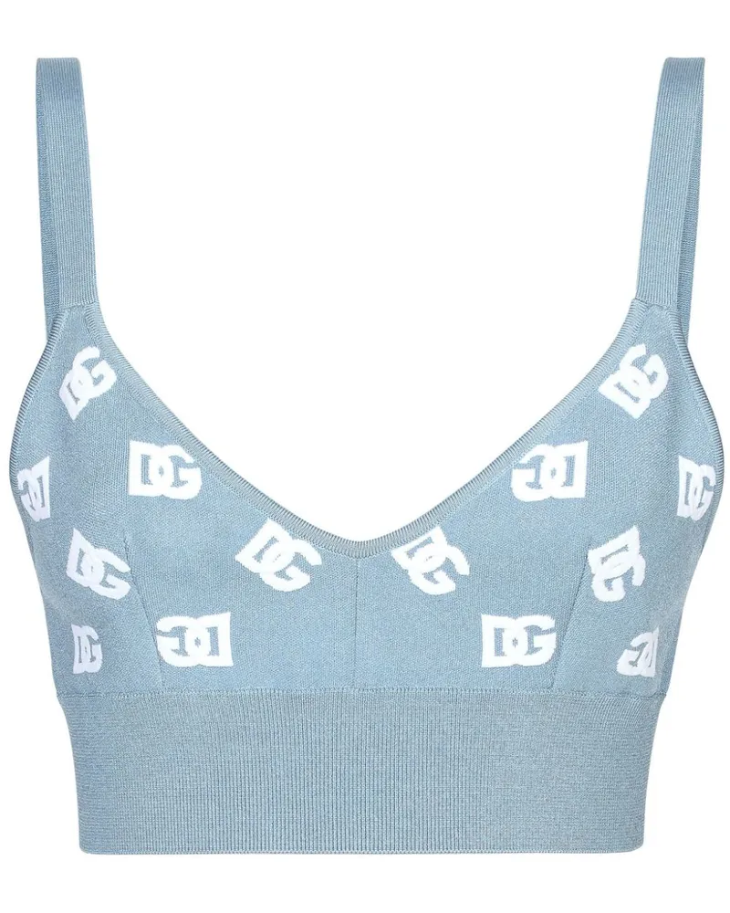 Dolce & Gabbana Cropped-Oberteil mit Logo-Stickerei - Blau Blau