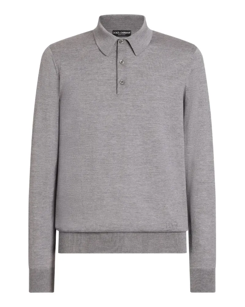 Dolce & Gabbana Gestricktes Poloshirt aus Kaschmir - Grau Grau