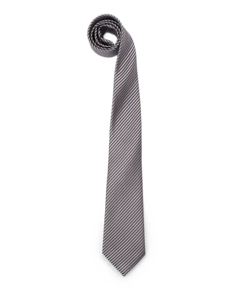 Giorgio Armani Seidenkrawatte mit diagonalen Streifen - Grau Grau