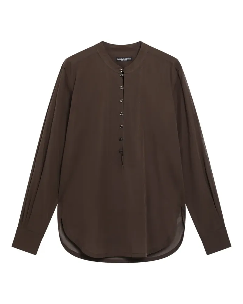 Dolce & Gabbana mandarin-collar cotton shirt - Braun Braun