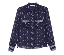 Gemusterte Chiffonbluse - Blau