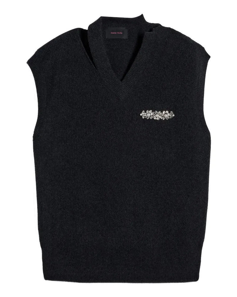 Simone Rocha Kristallverzierter Pullunder mit V-Ausschnitt - Schwarz Schwarz