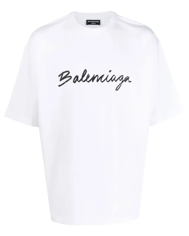 Balenciaga T-Shirt mit Logo-Print - Weiß Weiß