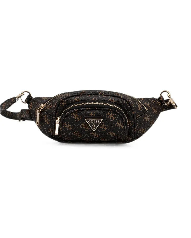 Guess logo-print zip-around belt bag - Schwarz Schwarz