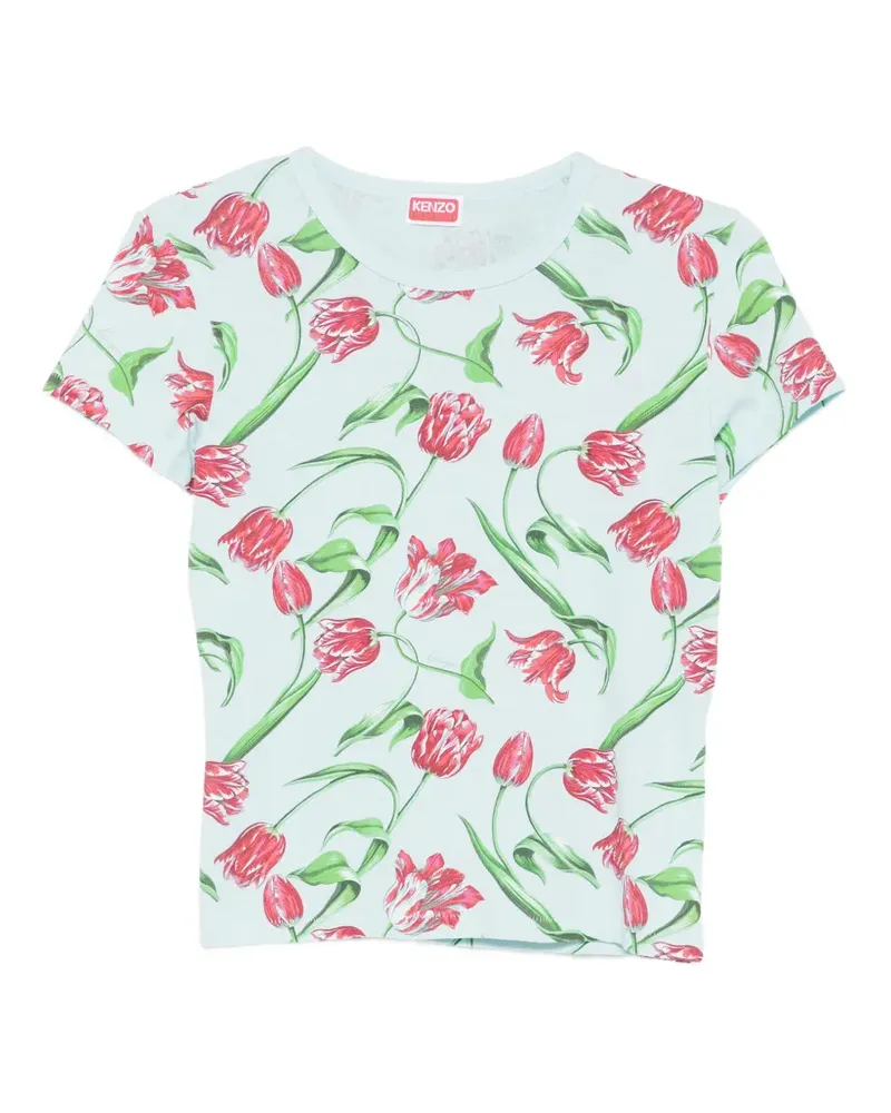 Kenzo floral-print T-shirt - Blau Blau