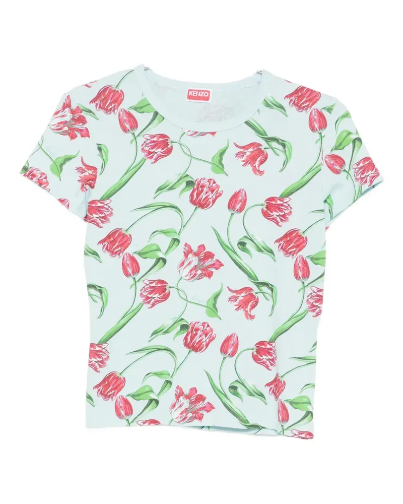 Kenzo floral-print T-shirt - Blau Blau