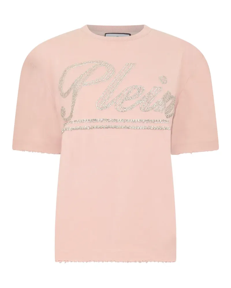 Philipp Plein T-Shirt mit Strasslogo - Rosa Rosa