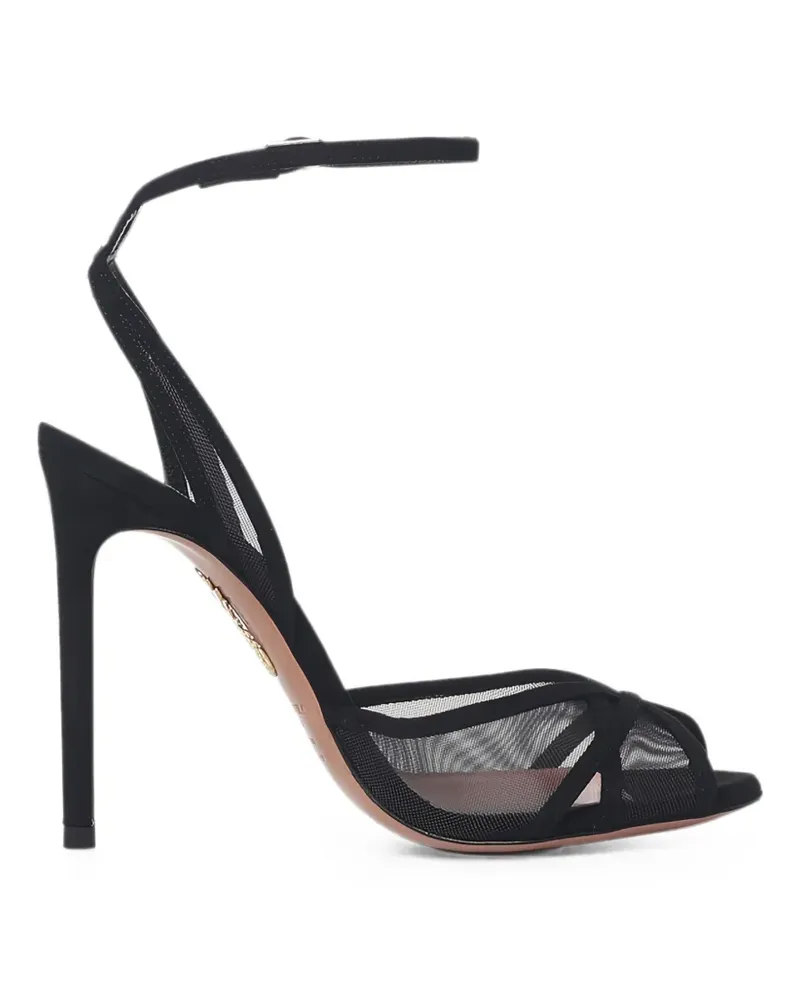 Aquazzura Shear Wildledersandalen mit Mesh-Einsatz - Schwarz Schwarz