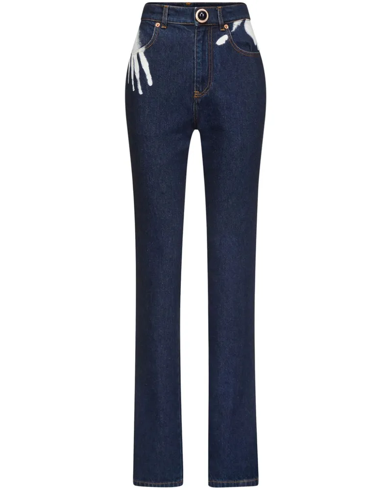 Area Straight-Leg-Jeans mit Handprint - Blau Blau