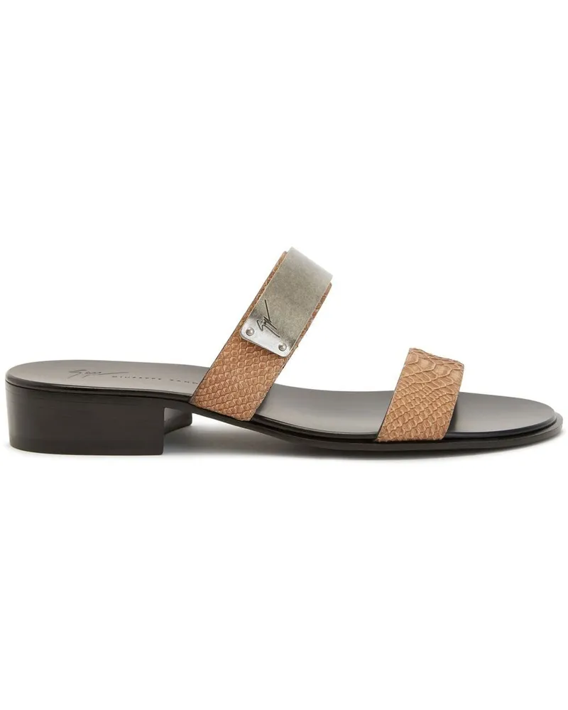 Giuseppe Zanotti Ignazio Pantoletten mit Doppelriemen - Braun Braun