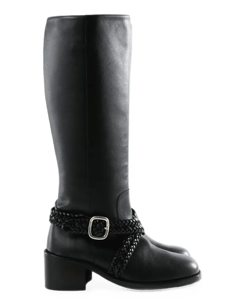 HEREU braided-strap leather boots - Schwarz Schwarz