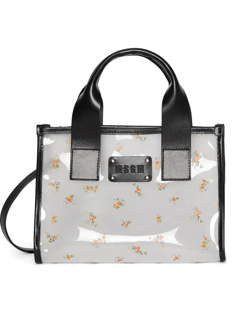 MSGM Tote Bag mit Blumenmuster - Weiß Weiß