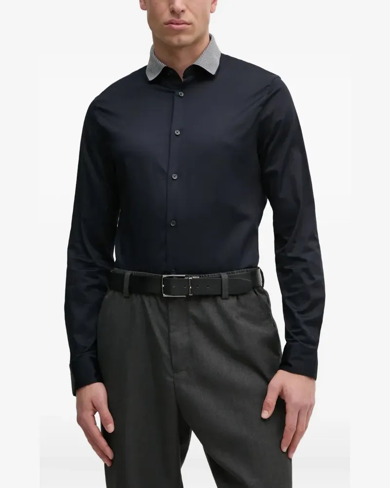 Armani Exchange Hemd mit gestreiftem Kragen - Blau Blau