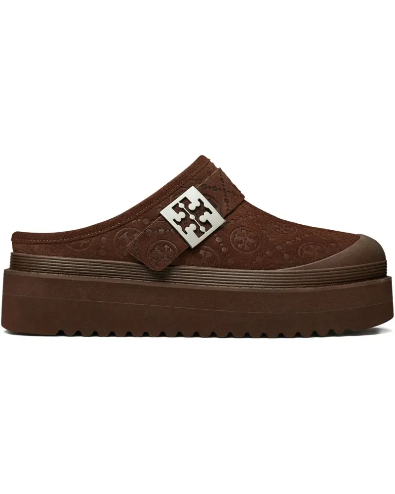 Tory Burch Mellow Plateau-Mules aus Shearling - Braun Braun