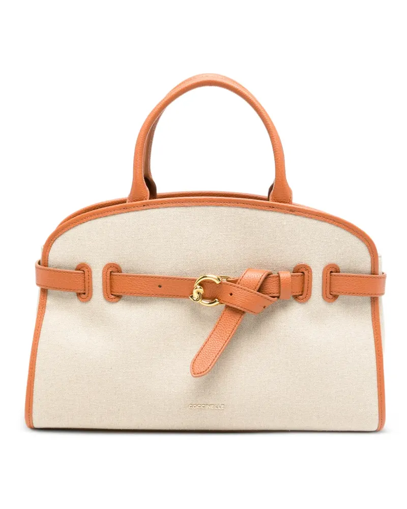 Coccinelle leather-trim tote bag - Nude Nude