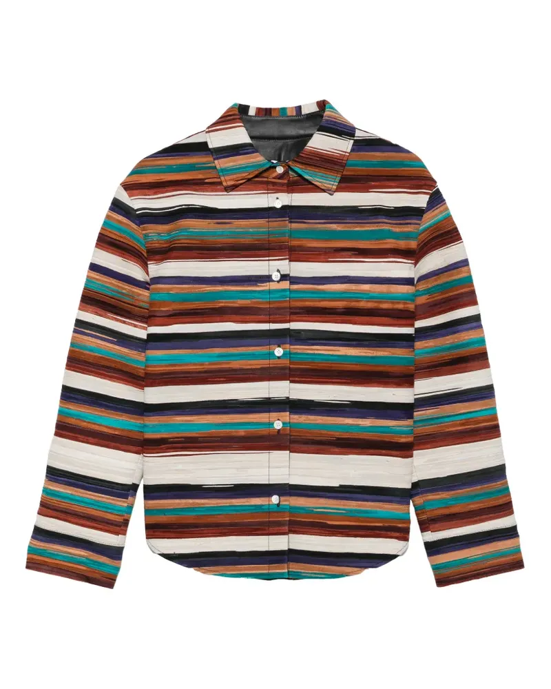 Loewe Gestreifte Lederjacke - Braun Braun
